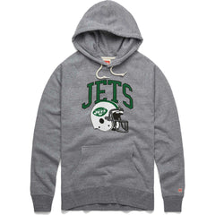 New York Jets Homage Retro Helmet Raglan Pullover Tri-Blend Hoodie Gray | NFL