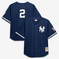 Derek Jeter New York Yankees Mitchell & Ness Cooperstown Collection Mesh Batting Practice Button-Up Jersey - MLB