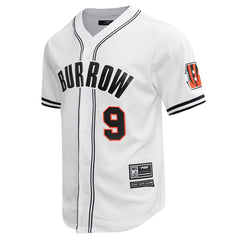 Joe Burrow Cincinnati Bengals Pro Standard Mesh Baseball Button-Up T-Shirt White | NFL