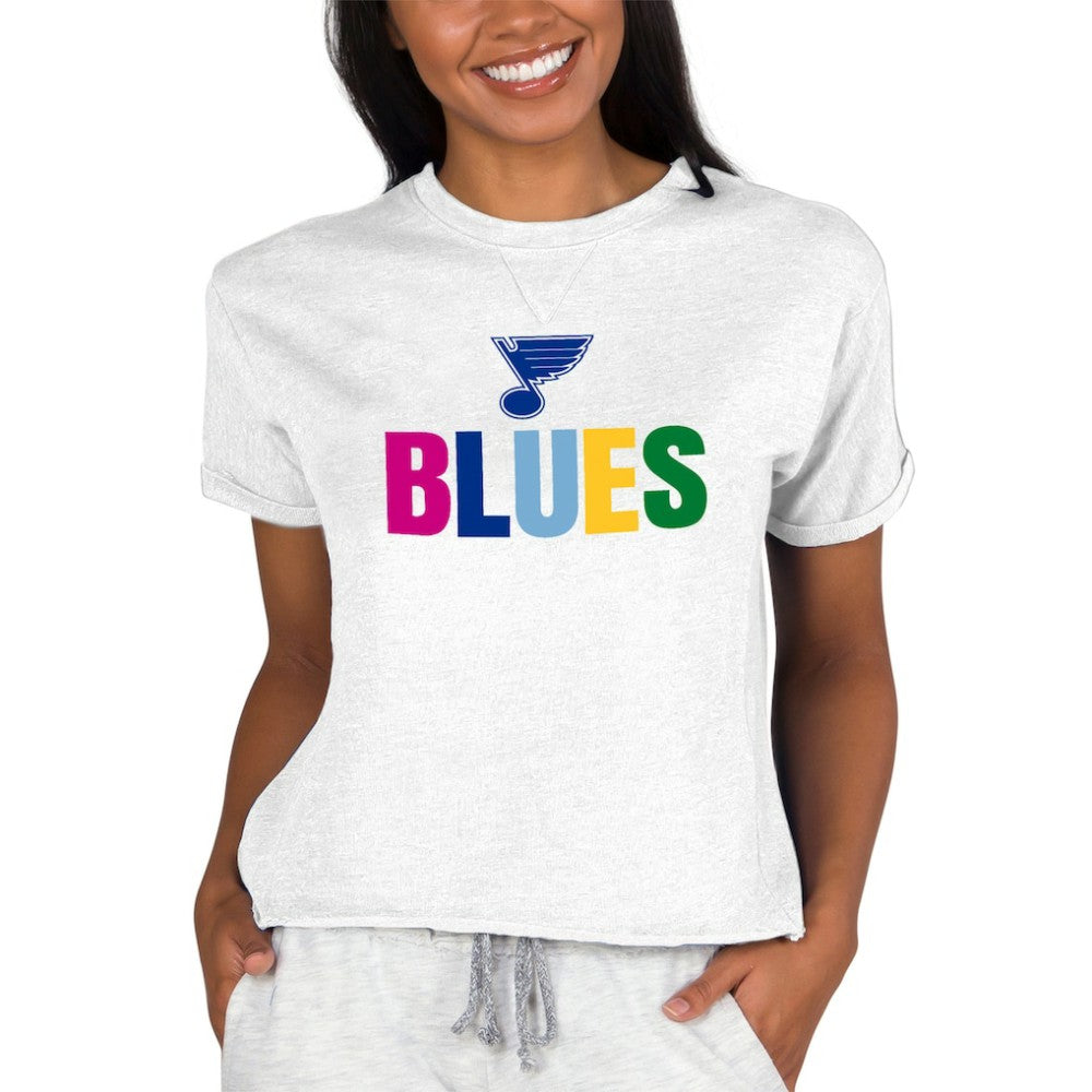 St. Louis Blues Concepts Sport Women's Tri-Blend Mainstream Terry Short Sleeve Sweatshirt Top - Oatmeal - NHL