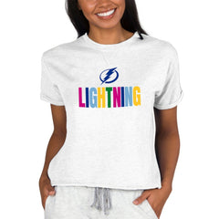Tampa Bay Lightning Concepts Sport Women's Tri-Blend Mainstream Terry Short Sleeve Sweatshirt Top - Oatmeal - NHL