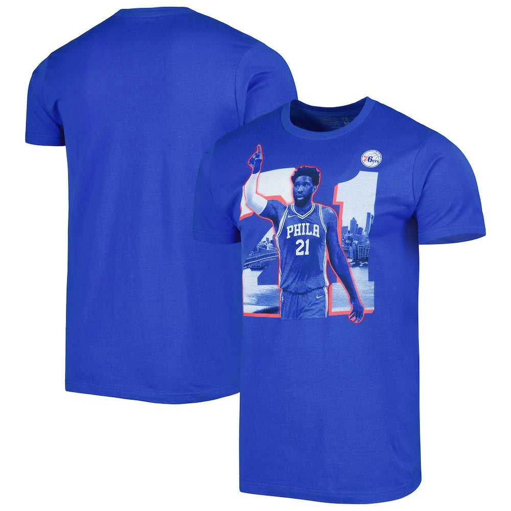 Joel Embiid Philadelphia 76ers Stadium Essentials Unisex Player Skyline T-Shirt Royal - NBA