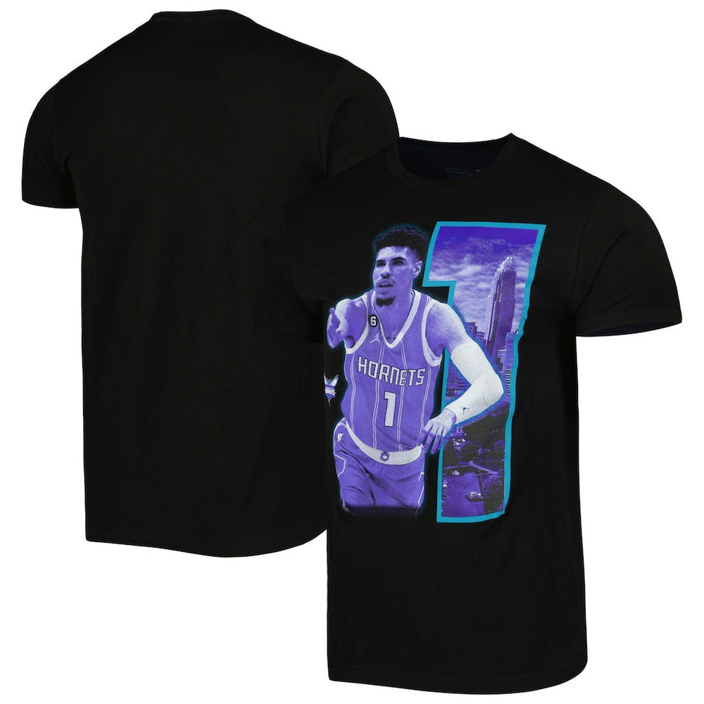 LaMelo Ball Charlotte Hornets Stadium Essentials Unisex Player Skyline T-Shirt Black - NBA