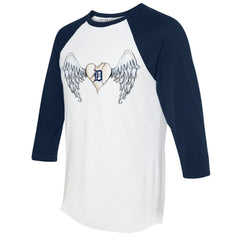 Detroit Tigers Tiny Turnip Women's Angel Wings 3/4-Sleeve Raglan T-Shirt - MLB