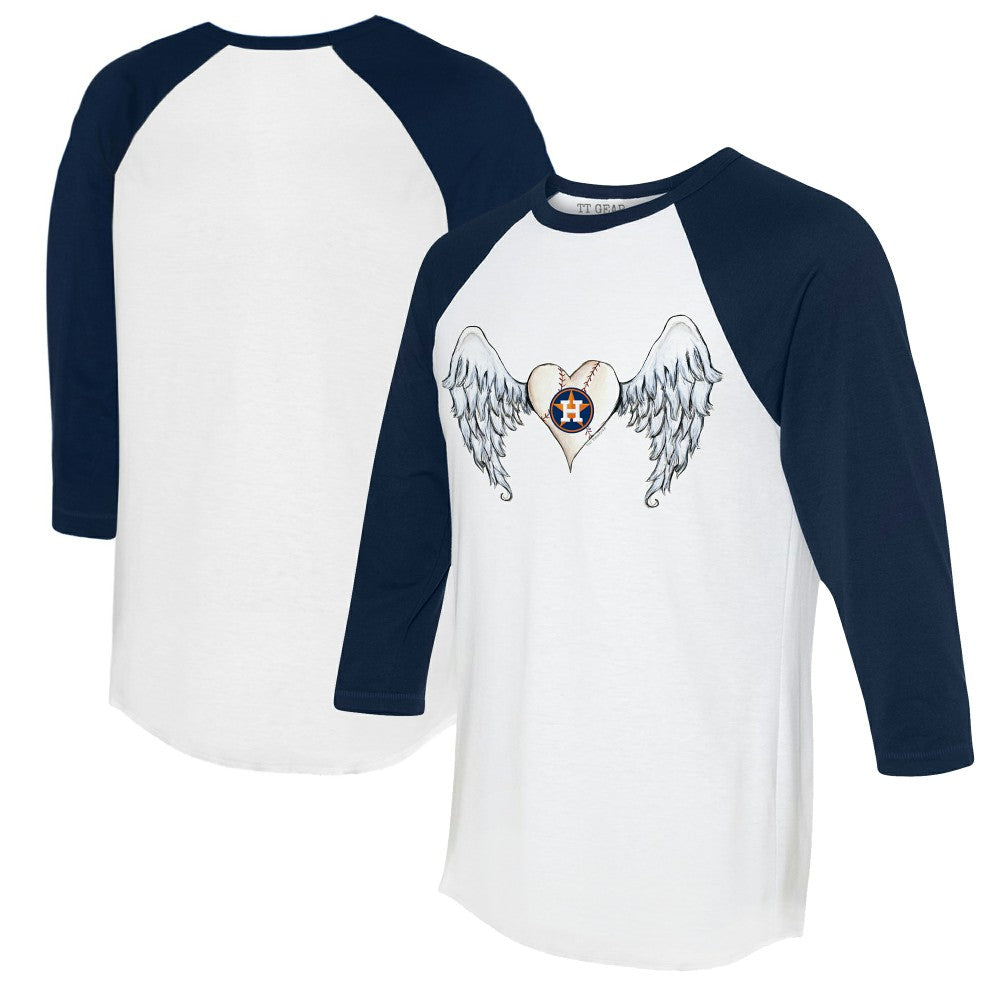 Houston Astros Tiny Turnip Women's Angel Wings 3/4-Sleeve Raglan T-Shirt - MLB