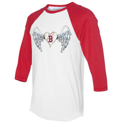 Boston Red Sox Tiny Turnip Women's Angel Wings 3/4-Sleeve Raglan T-Shirt - MLB