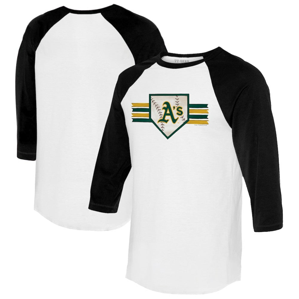 Athletics Tiny Turnip Women's Base Stripe 3/4-Sleeve Raglan T-Shirt - MLB