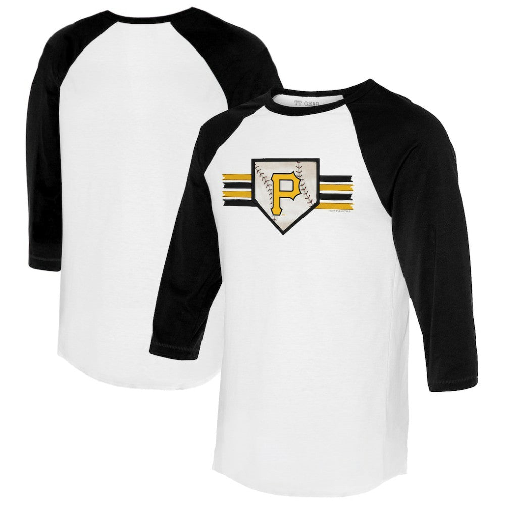 Pittsburgh Pirates Tiny Turnip Women's Base Stripe 3/4-Sleeve Raglan T-Shirt - MLB