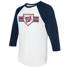 Washington Nationals Tiny Turnip Women's Base Stripe 3/4-Sleeve Raglan T-Shirt - MLB