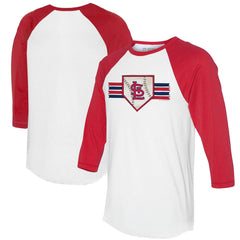 St. Louis Cardinals Tiny Turnip Women's Base Stripe 3/4-Sleeve Raglan T-Shirt - MLB