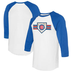 Chicago Cubs Tiny Turnip Women's Base Stripe 3/4-Sleeve Raglan T-Shirt - MLB