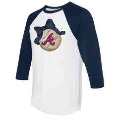 Atlanta Braves Tiny Turnip Women's Baseball Bow 3/4-Sleeve Raglan T-Shirt - MLB