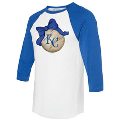 Kansas City Royals Tiny Turnip Women's Baseball Bow 3/4-Sleeve Raglan T-Shirt - MLB