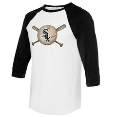 Chicago White Sox Tiny Turnip Women's Baseball Cross Bats 3/4-Sleeve Raglan T-Shirt - MLB