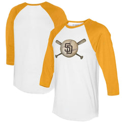 San Diego Padres Tiny Turnip Women's Baseball Cross Bats 3/4-Sleeve Raglan T-Shirt - MLB