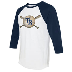 Tampa Bay Rays Tiny Turnip Women's Baseball Cross Bats 3/4-Sleeve Raglan T-Shirt - MLB