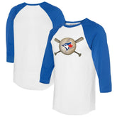 Toronto Blue Jays Tiny Turnip Women's Baseball Cross Bats 3/4-Sleeve Raglan T-Shirt - MLB
