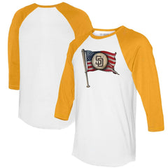 San Diego Padres Tiny Turnip Women's Baseball Flag 3/4-Sleeve Raglan T-Shirt - MLB