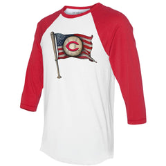 Cincinnati Reds Tiny Turnip Women's Baseball Flag 3/4-Sleeve Raglan T-Shirt - MLB