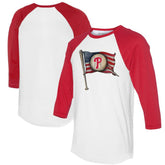 Philadelphia Phillies Tiny Turnip Women's Baseball Flag 3/4-Sleeve Raglan T-Shirt - MLB