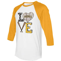 San Diego Padres Tiny Turnip Women's Baseball Love Raglan 3/4-Sleeve T-Shirt - MLB