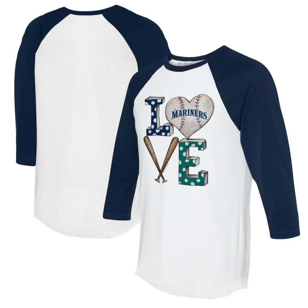 Seattle Mariners Tiny Turnip Women's Baseball Love Raglan 3/4-Sleeve T-Shirt - MLB