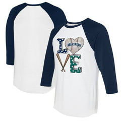 Seattle Mariners Tiny Turnip Women's Baseball Love Raglan 3/4-Sleeve T-Shirt - MLB