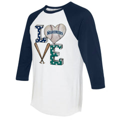 Seattle Mariners Tiny Turnip Women's Baseball Love Raglan 3/4-Sleeve T-Shirt - MLB