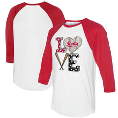 Cincinnati Reds Tiny Turnip Women's Baseball Love Raglan 3/4-Sleeve T-Shirt - MLB