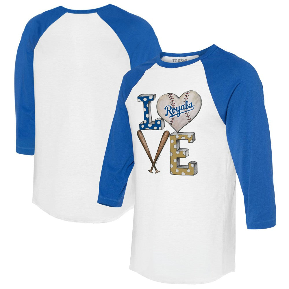 Kansas City Royals Tiny Turnip Women's Baseball Love Raglan 3/4-Sleeve T-Shirt - MLB