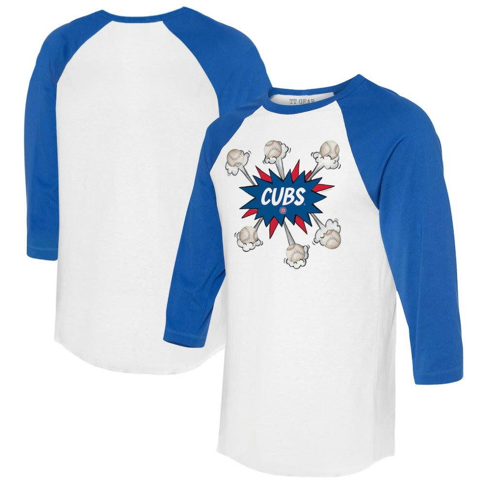 Chicago Cubs Tiny Turnip Women's Baseball Pow 3/4-Sleeve Raglan T-Shirt - MLB