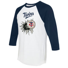 Minnesota Twins Tiny Turnip Women's Baseball Tear 3/4-Sleeve Raglan T-Shirt - MLB
