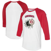Cincinnati Reds Tiny Turnip Women's Baseball Tear 3/4-Sleeve Raglan T-Shirt - MLB