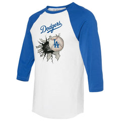 Los Angeles Dodgers Tiny Turnip Women's Baseball Tear 3/4-Sleeve Raglan T-Shirt - MLB