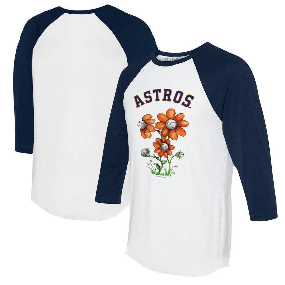 Houston Astros Tiny Turnip Women's Blooming Baseballs 3/4-Sleeve Raglan T-Shirt - MLB