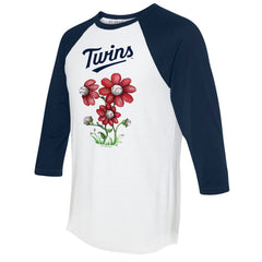 Minnesota Twins Tiny Turnip Women's Blooming Baseballs 3/4-Sleeve Raglan T-Shirt - MLB