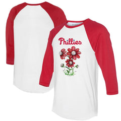 Philadelphia Phillies Tiny Turnip Women's Blooming Baseballs 3/4-Sleeve Raglan T-Shirt - MLB
