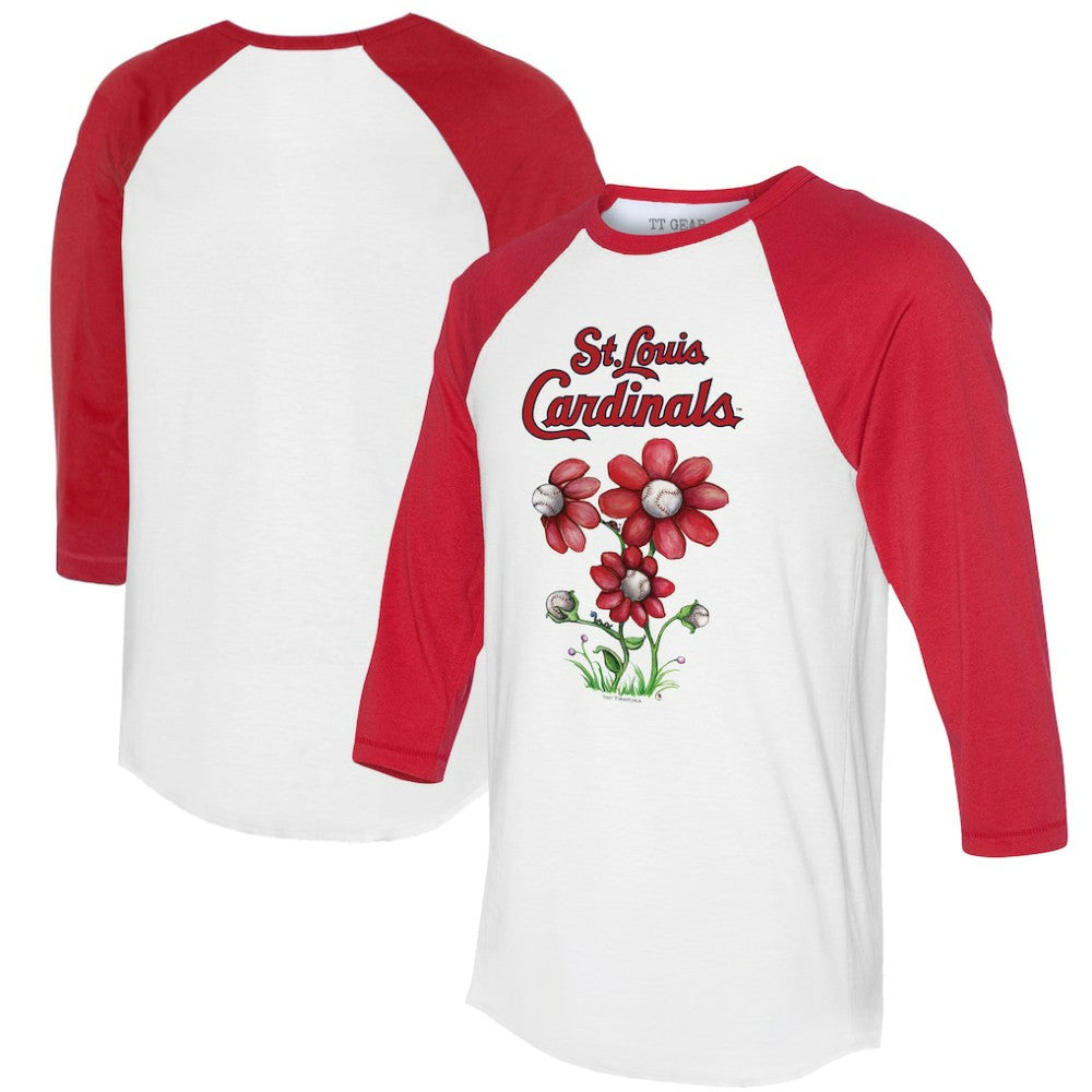 St. Louis Cardinals Tiny Turnip Women's Blooming Baseballs 3/4-Sleeve Raglan T-Shirt - MLB
