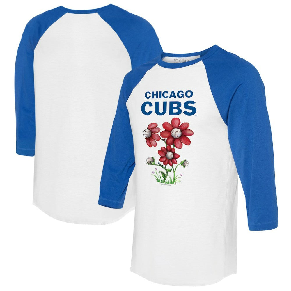 Chicago Cubs Tiny Turnip Women's Blooming Baseballs 3/4-Sleeve Raglan T-Shirt - MLB