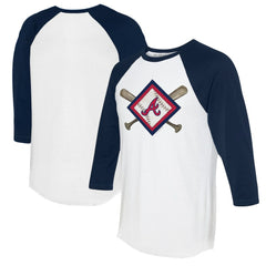 Atlanta Braves Tiny Turnip Women's Diamond Cross Bats 3/4-Sleeve Raglan T-Shirt - MLB