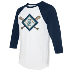 Seattle Mariners Tiny Turnip Women's Diamond Cross Bats 3/4-Sleeve Raglan T-Shirt - MLB