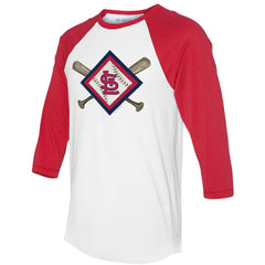 St. Louis Cardinals Tiny Turnip Women's Diamond Cross Bats 3/4-Sleeve Raglan T-Shirt - MLB