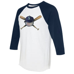 Seattle Mariners Tiny Turnip Women's Hat Crossbats 3/4-Sleeve Raglan T-Shirt - MLB
