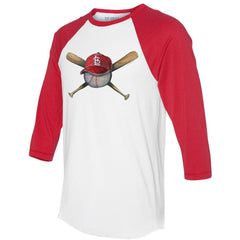 St. Louis Cardinals Tiny Turnip Women's Hat Crossbats 3/4-Sleeve Raglan T-Shirt - MLB