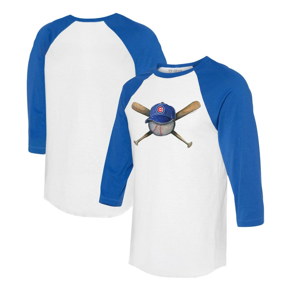 Chicago Cubs Tiny Turnip Women's Hat Crossbats 3/4-Sleeve Raglan T-Shirt - MLB
