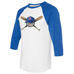 Chicago Cubs Tiny Turnip Women's Hat Crossbats 3/4-Sleeve Raglan T-Shirt - MLB
