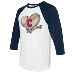 Cleveland Guardians Tiny Turnip Women's Heart Banner 3/4-Sleeve Raglan T-Shirt - MLB
