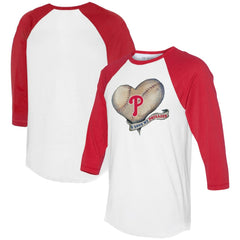 Philadelphia Phillies Tiny Turnip Women's Heart Banner 3/4-Sleeve Raglan T-Shirt - MLB