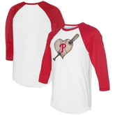 Philadelphia Phillies Tiny Turnip Women's Heart Bat 3/4-Sleeve Raglan T-Shirt - MLB