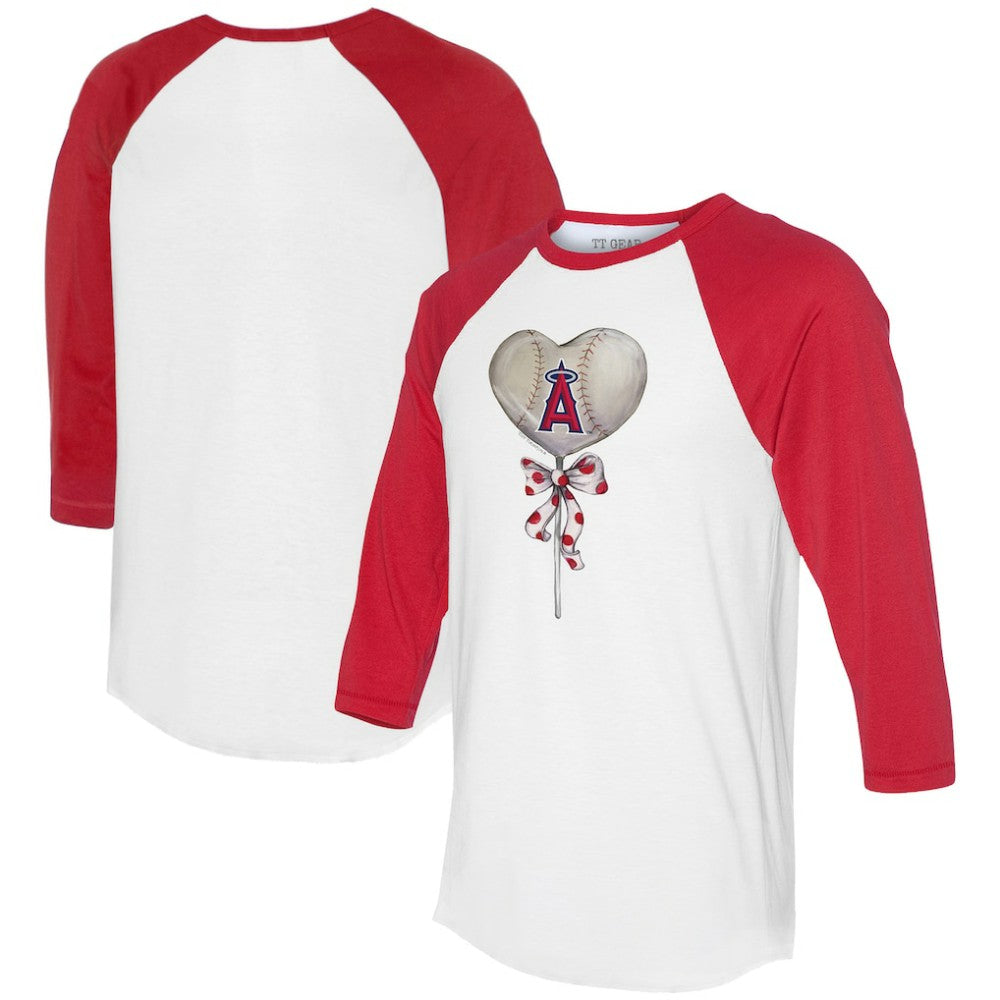 Los Angeles Angels Tiny Turnip Women's Heart Lolly 3/4-Sleeve Raglan T-Shirt - MLB